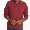 Men * | Budget Untuckit Polos Wrinkle-Free Damaschino Long-Sleeve Polo Dark Red