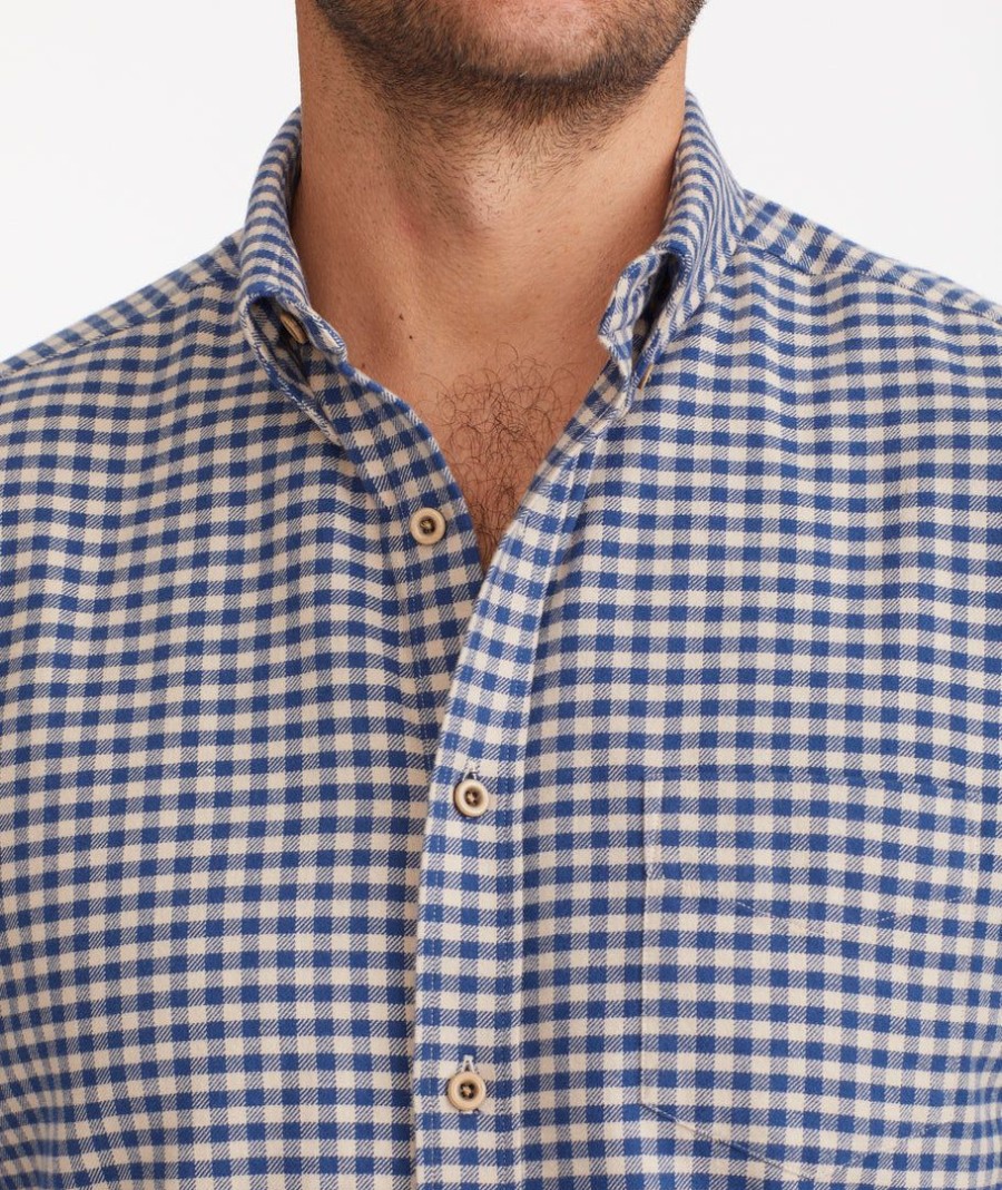 Men * | Best Deal Untuckit Flannel Cerasuolo Shirt Navy