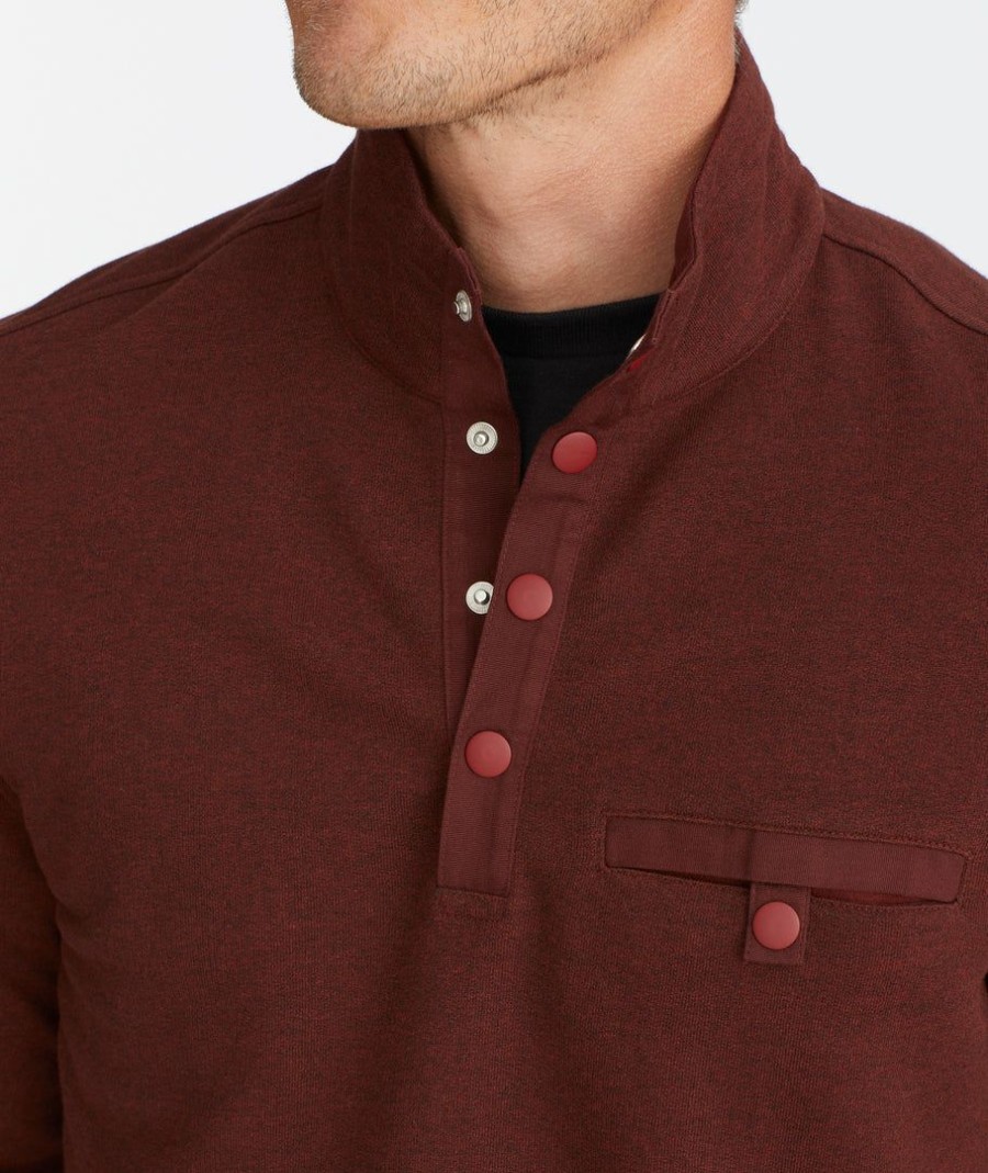 Men * | Top 10 Untuckit Snap Fleece Pullover Dark Red