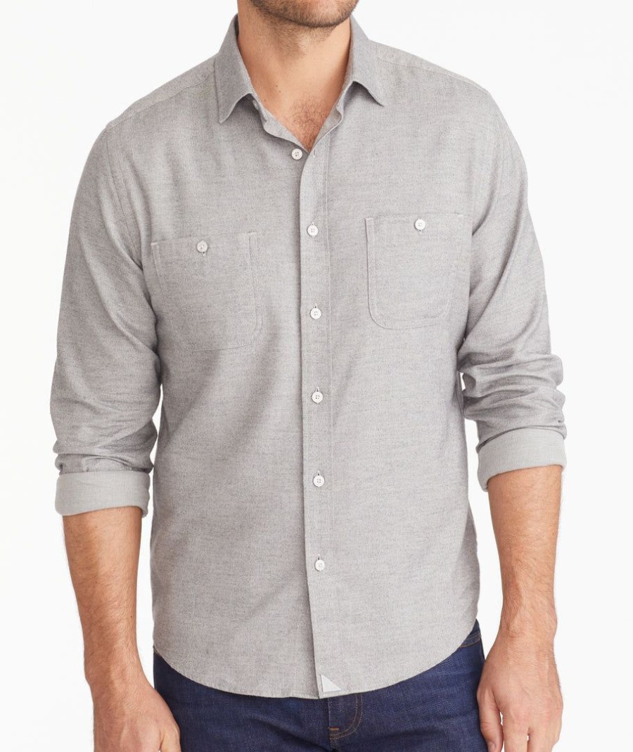 Men * | Coupon Untuckit Hemsworth Flannel Shirt Button-Down Shirts Light Grey