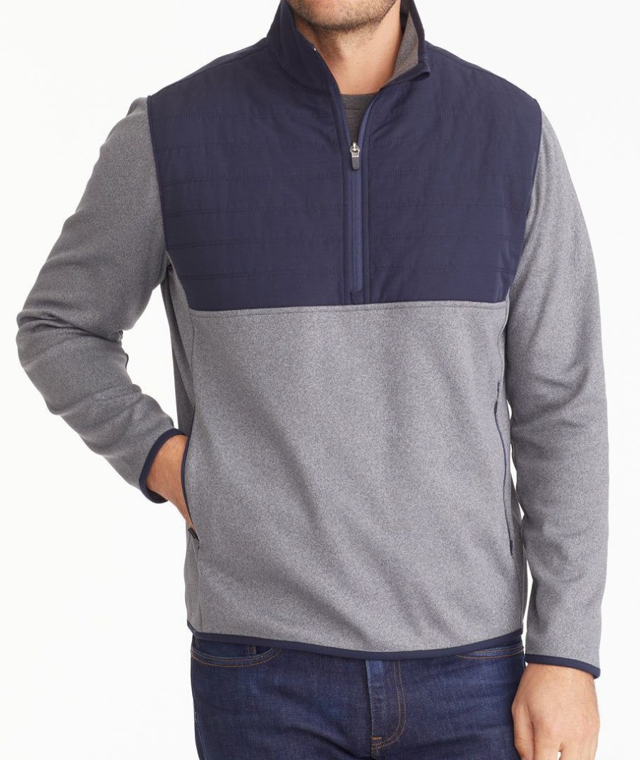 Men * | Best Pirce Untuckit Sweaters & Sweatshirts Two-Tone Quarter-Zip Sweatshirt Grey