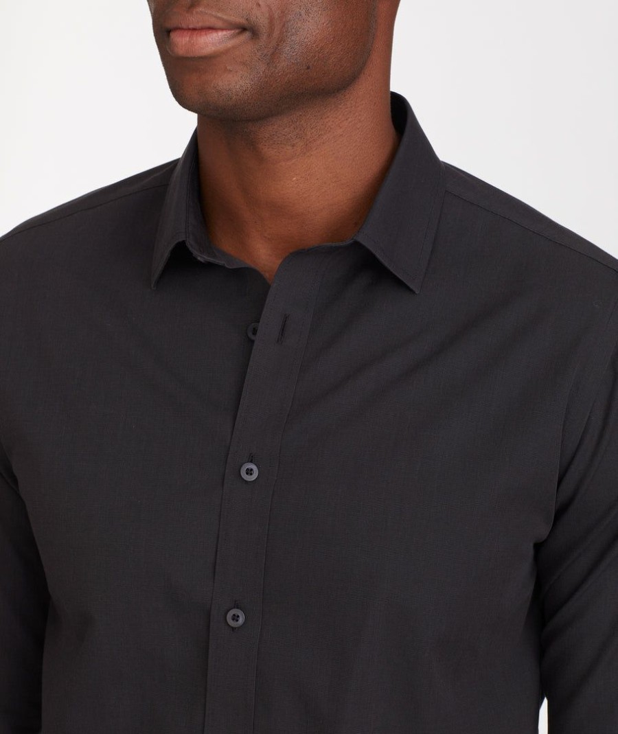 Men * | Brand New Untuckit Button-Down Shirts Wrinkle-Free Black Stone Shirt Solid Black