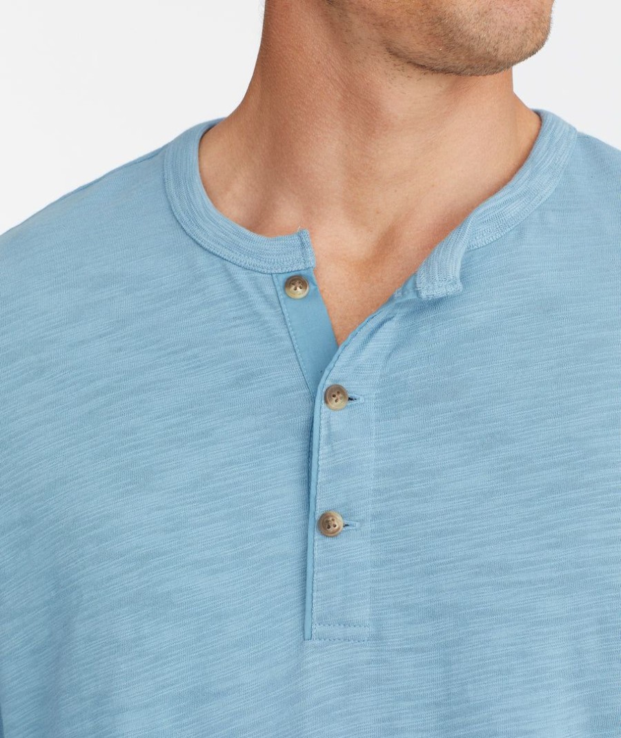 Men * | Best Reviews Of Untuckit Slub Cotton Henley Tees & Henleys Blue