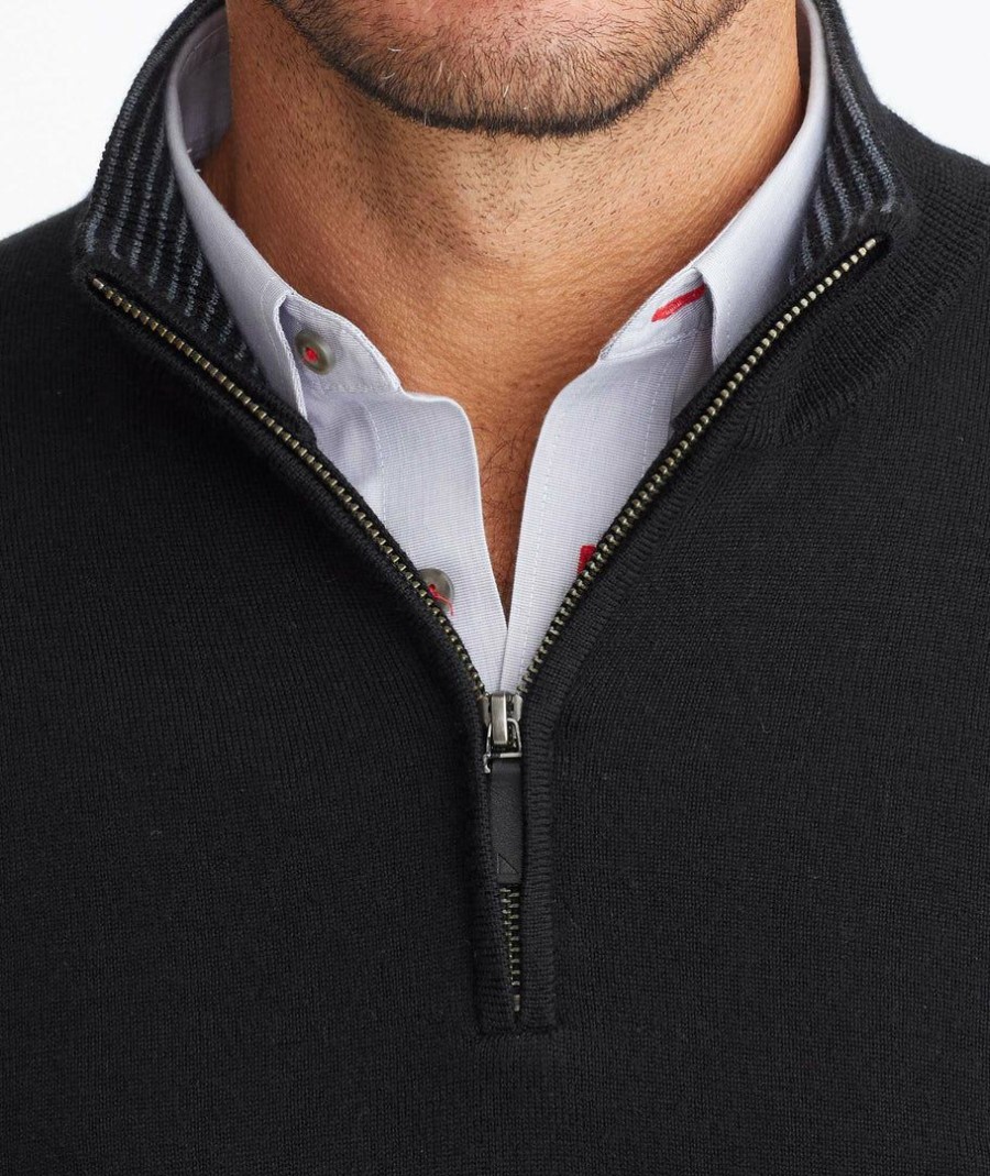 Men * | Cheapest Untuckit Merino Wool Quarter-Zip Sweater Black