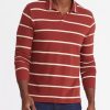 Men * | Cheap Untuckit Striped Johnny Collar Polo Polos Mid Red