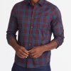 Men * | Outlet Untuckit Button-Down Shirts Wrinkle-Free Performance Lanza Shirt Dark Red