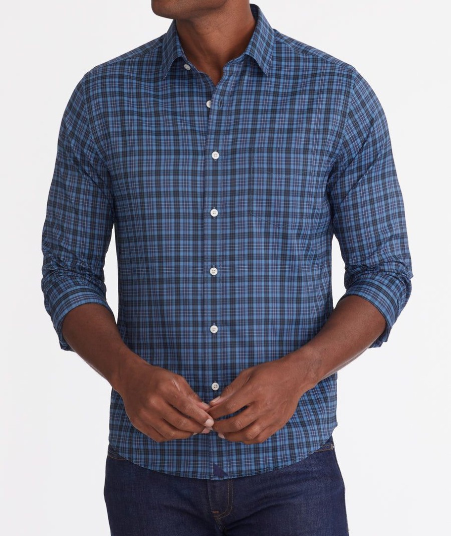 Men * | Outlet Untuckit Button-Down Shirts Wrinkle-Free Performance Baden Shirt Blue