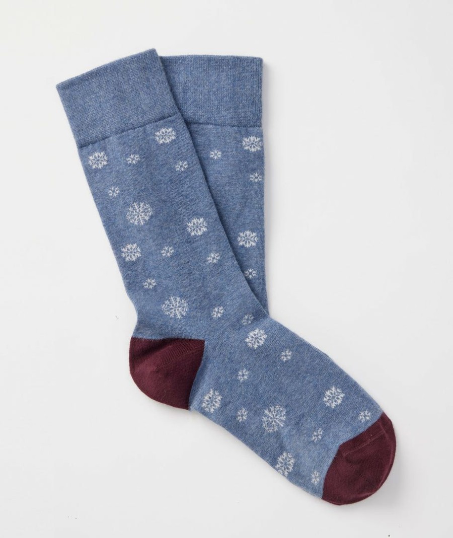 Men * | Top 10 Untuckit Snowflakes Socks Mid Blue