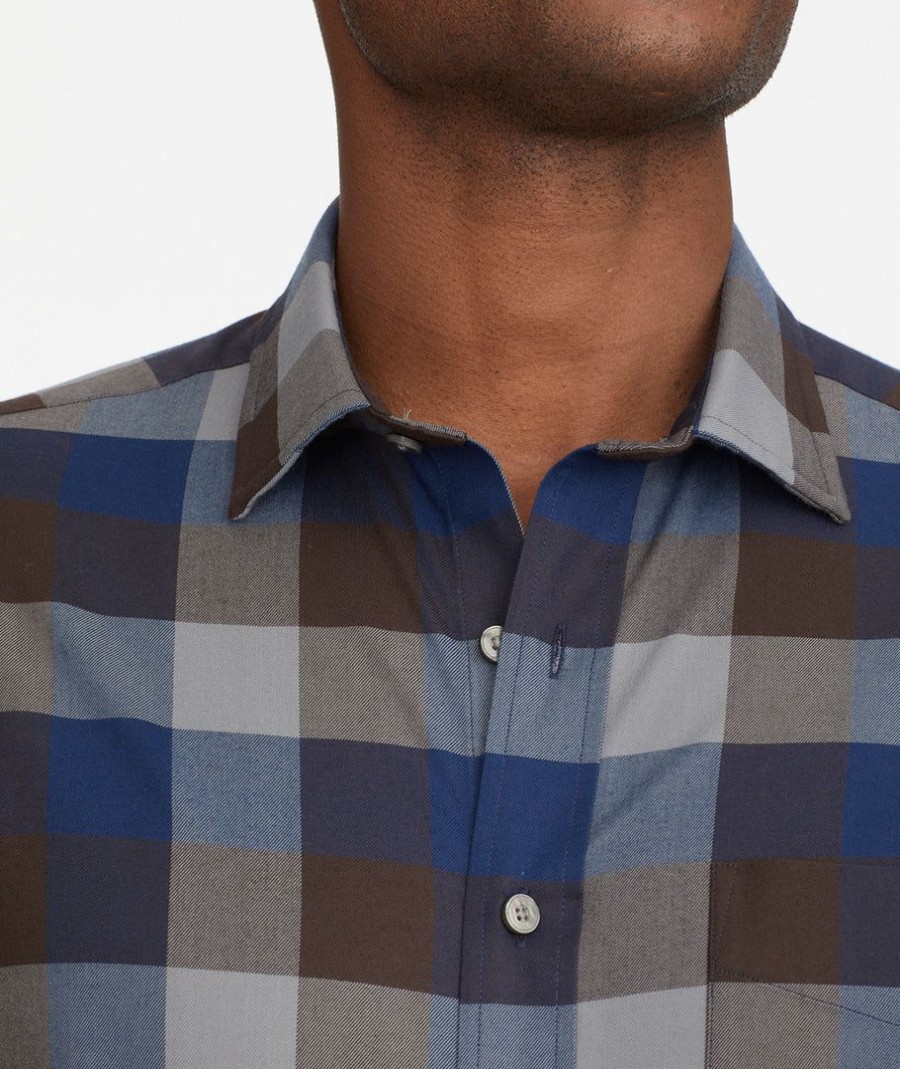 Men * | Hot Sale Untuckit Wrinkle-Free Performance Flannel Piemonte Shirt Grey