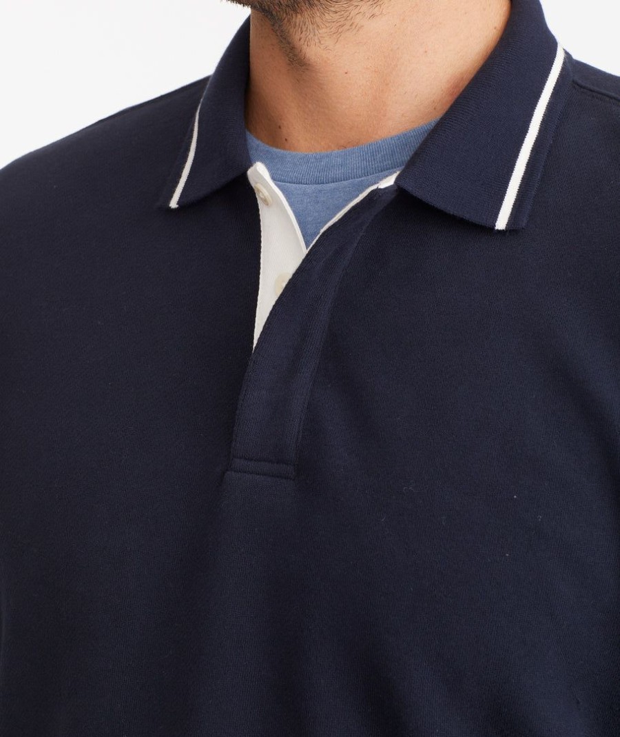 Men * | Deals Untuckit Polos Polo Sweatshirt With Tipping Navy