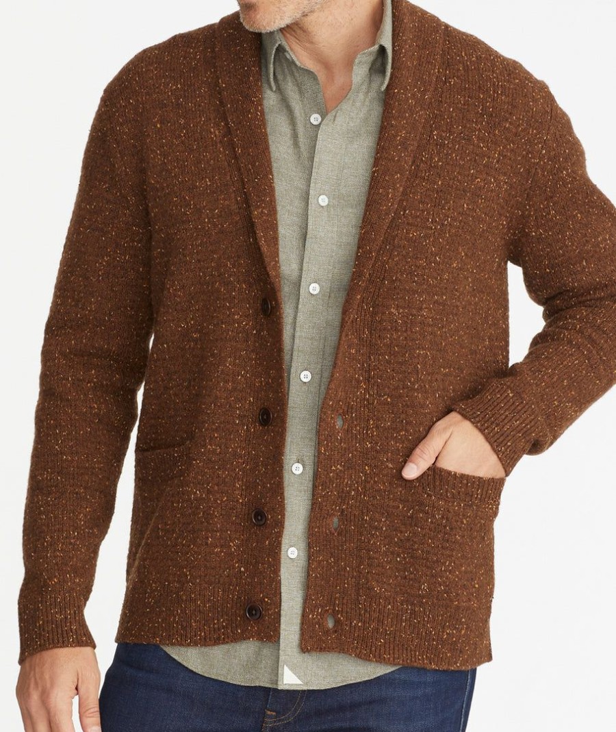 Men * | Hot Sale Untuckit Donegal Cardigan Sweater Sweaters & Sweatshirts Brown