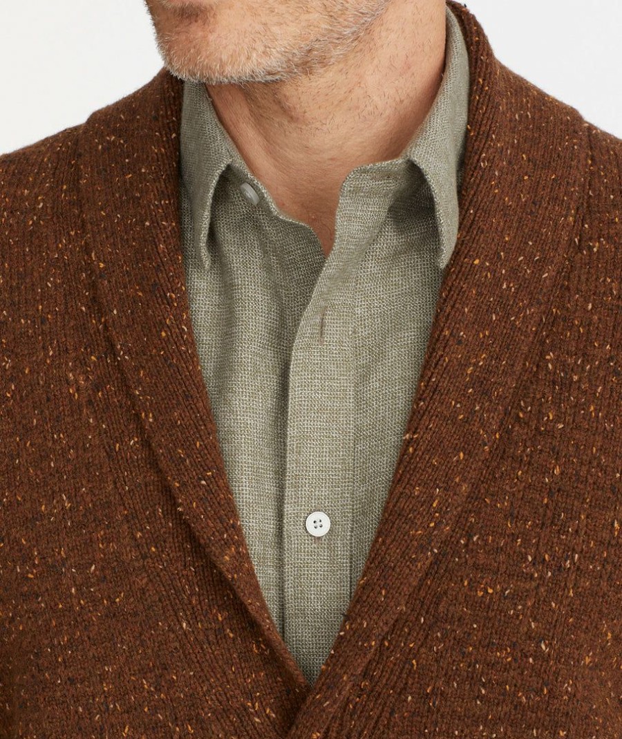 Men * | Hot Sale Untuckit Donegal Cardigan Sweater Sweaters & Sweatshirts Brown