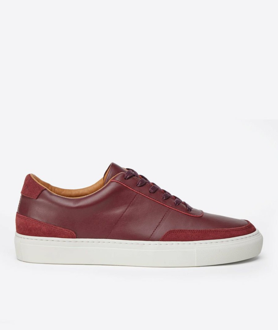 Men * | Flash Sale Untuckit Accessories & Shoes Contrast Leather Lace-Up Maroon