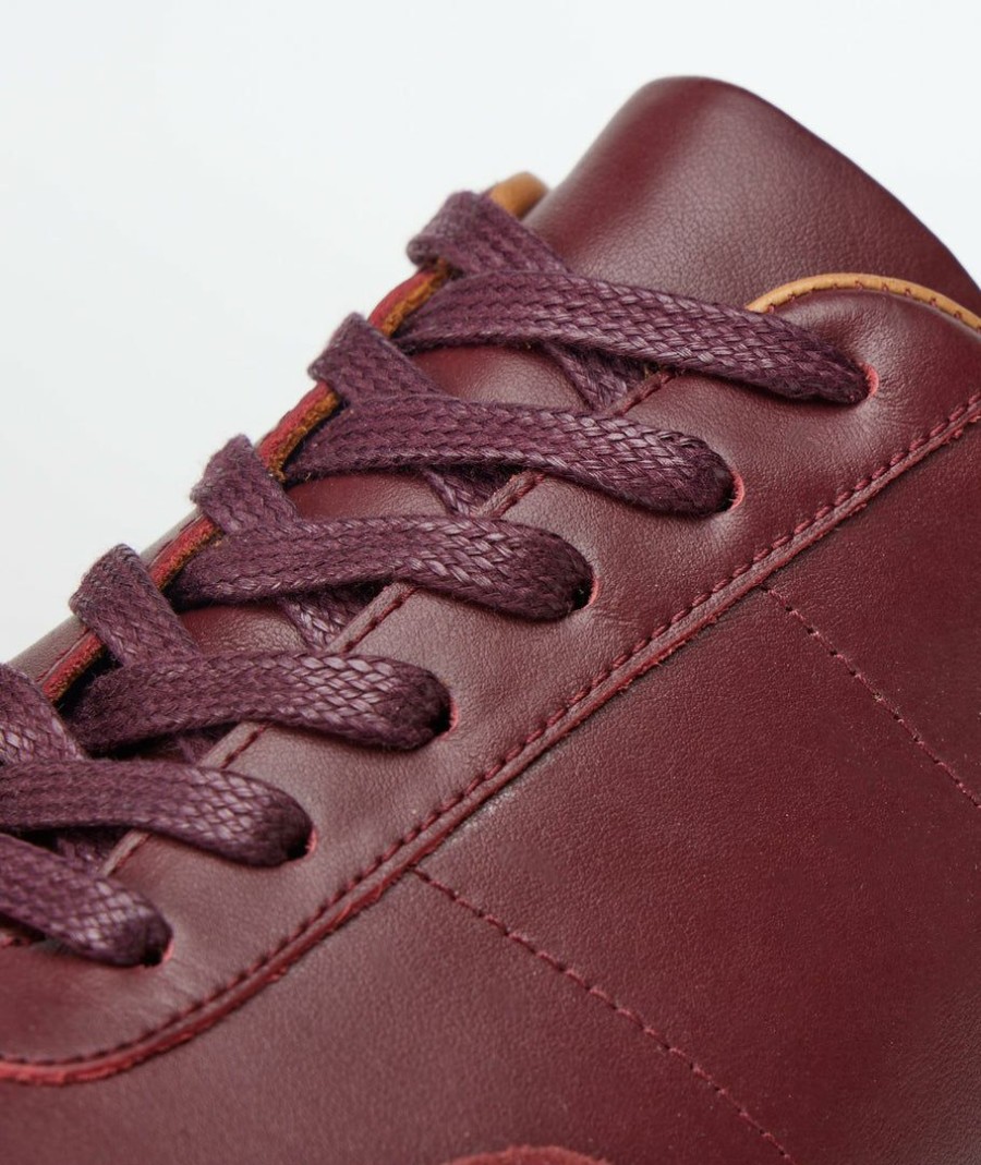 Men * | Flash Sale Untuckit Accessories & Shoes Contrast Leather Lace-Up Maroon