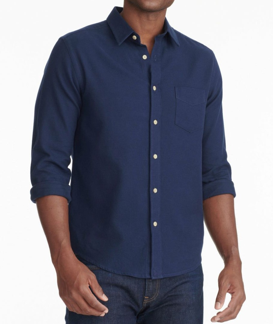 Men * | Coupon Untuckit Flannel Sherwood Shirt Button-Down Shirts Dark Blue