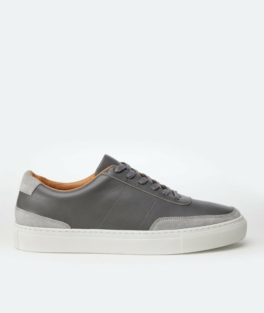 Men * | Flash Sale Untuckit Contrast Leather Lace-Up Dark Grey