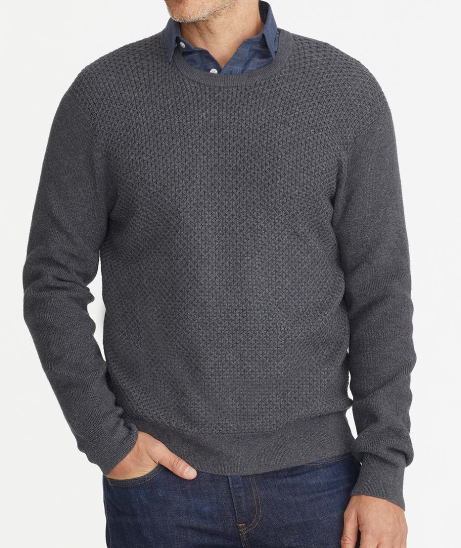 Men * | Best Sale Untuckit Diamond Knit Sweater Sweaters & Sweatshirts Light Grey