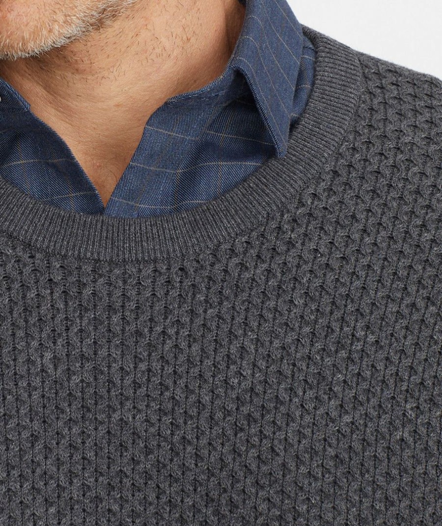 Men * | Best Sale Untuckit Diamond Knit Sweater Sweaters & Sweatshirts Light Grey