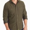 Men * | Outlet Untuckit Hemsworth Flannel Shirt Dark Green