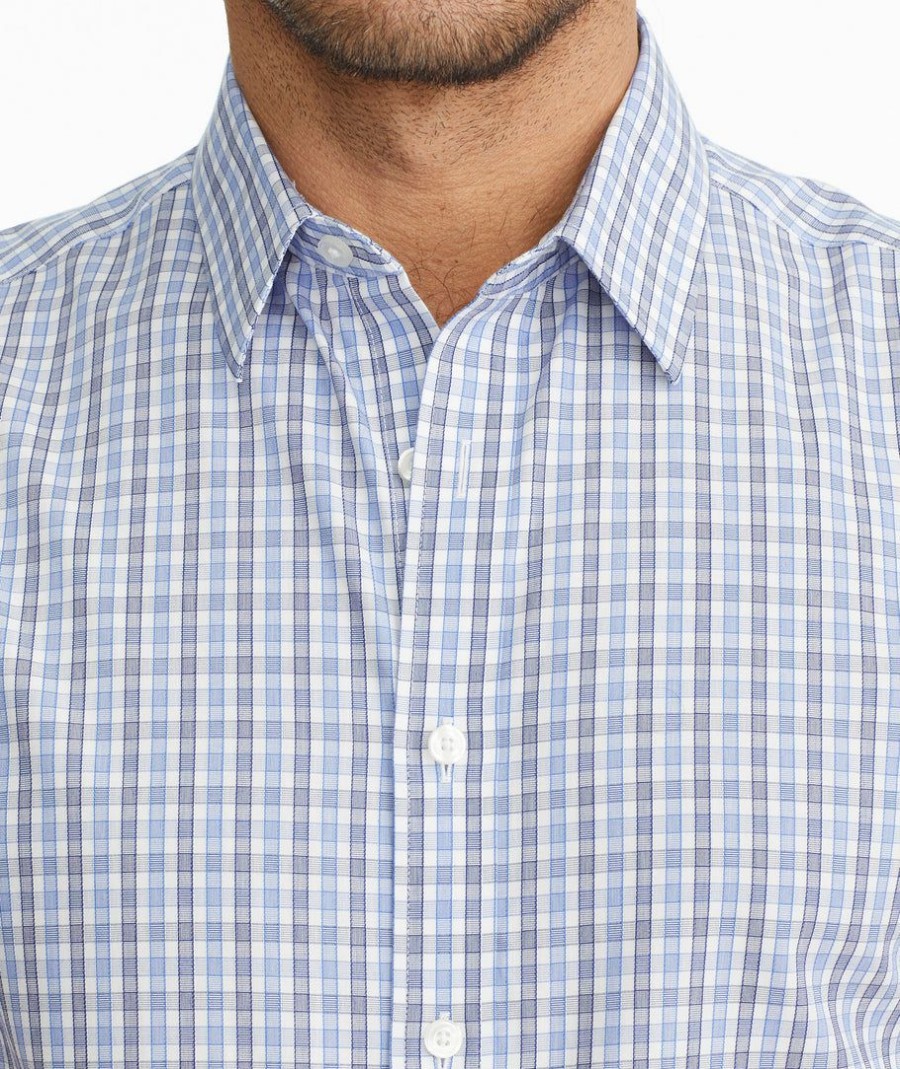 Men * | Outlet Untuckit Wrinkle-Free Short-Sleeve Dante Shirt Button-Down Shirts Blue